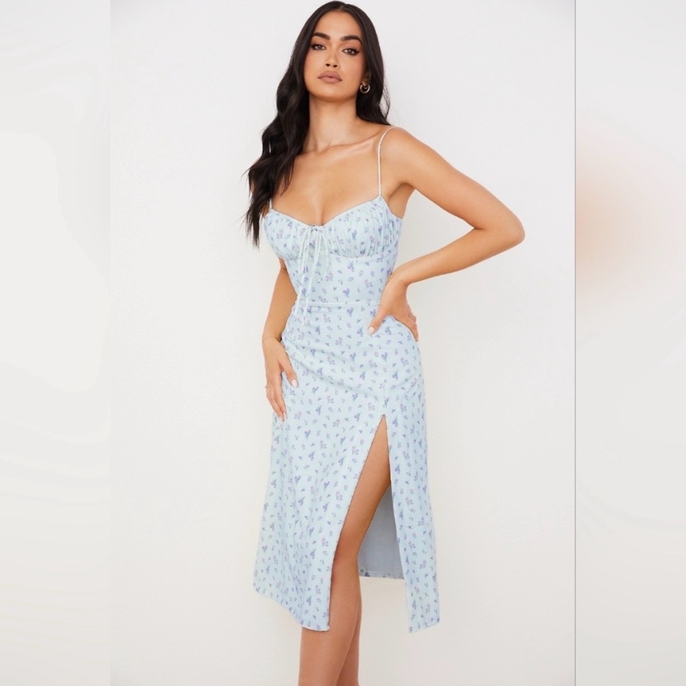 House of CB Light Blue Floral “ Carina” dress - Picture 1 of 10